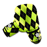 Black And Green Argyle Pattern Print Boxing Gloves