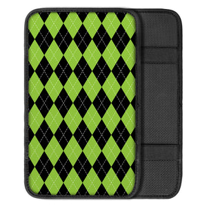 Black And Green Argyle Pattern Print Car Center Console Cover