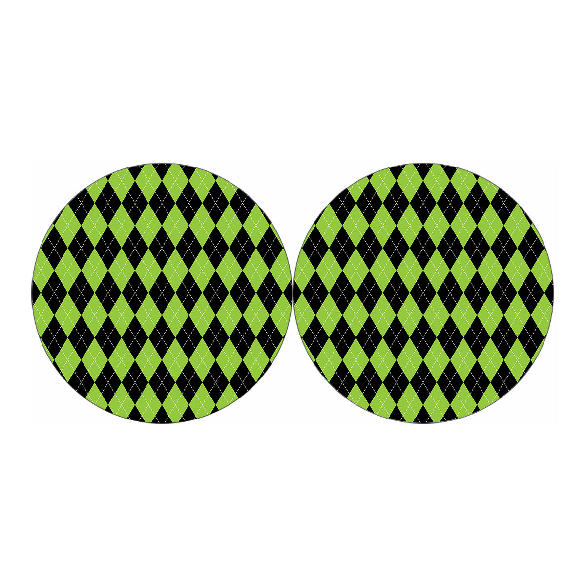 Black And Green Argyle Pattern Print Car Coasters