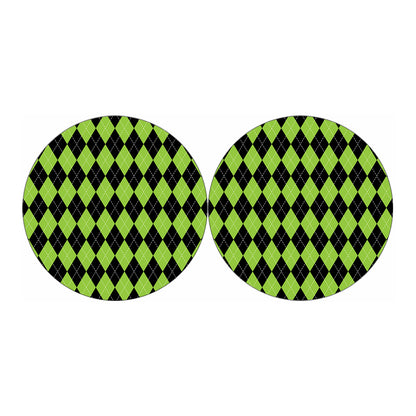 Black And Green Argyle Pattern Print Car Coasters