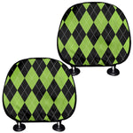 Black And Green Argyle Pattern Print Car Headrest Covers