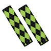 Black And Green Argyle Pattern Print Car Seat Belt Covers