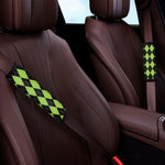 Black And Green Argyle Pattern Print Car Seat Belt Covers