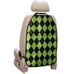 Black And Green Argyle Pattern Print Car Seat Organizers