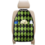Black And Green Argyle Pattern Print Car Seat Organizers