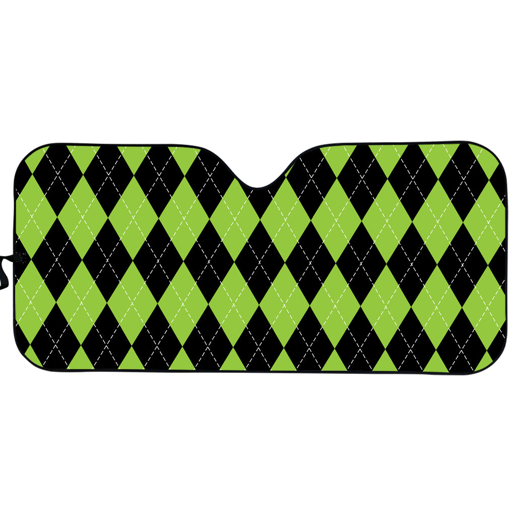 Black And Green Argyle Pattern Print Car Sun Shade