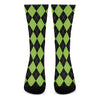 Black And Green Argyle Pattern Print Crew Socks