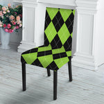 Black And Green Argyle Pattern Print Dining Chair Slipcover
