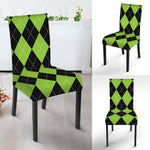 Black And Green Argyle Pattern Print Dining Chair Slipcover