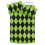 Black And Green Argyle Pattern Print Duvet Cover Bedding Set