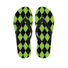 Black And Green Argyle Pattern Print Flip Flops