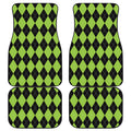 Black And Green Argyle Pattern Print Front and Back Car Floor Mats