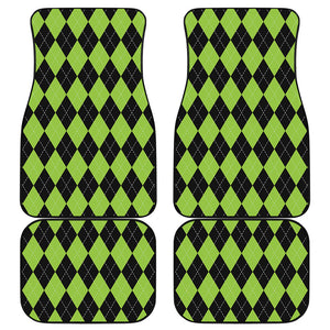 Black And Green Argyle Pattern Print Front and Back Car Floor Mats