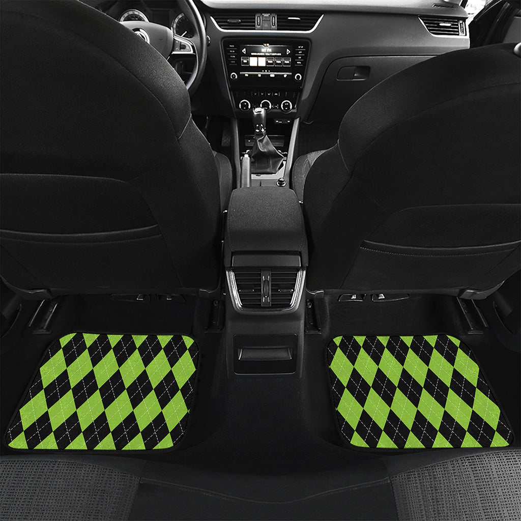 Black And Green Argyle Pattern Print Front and Back Car Floor Mats