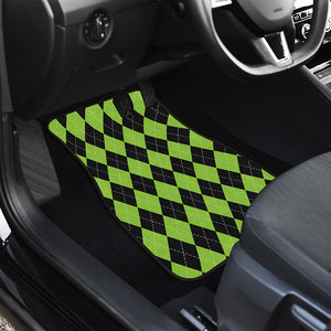 Black And Green Argyle Pattern Print Front and Back Car Floor Mats