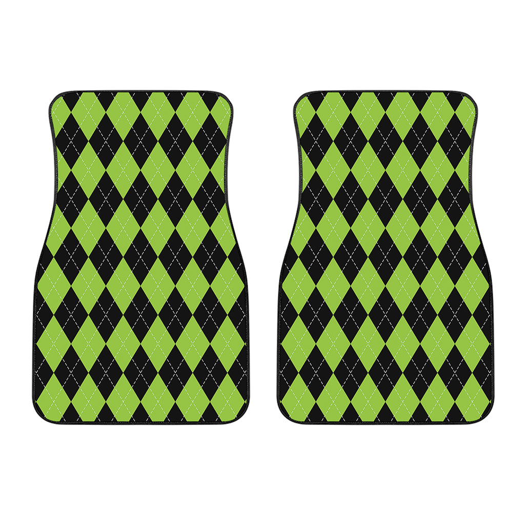 Black And Green Argyle Pattern Print Front Car Floor Mats