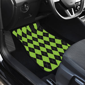 Black And Green Argyle Pattern Print Front Car Floor Mats