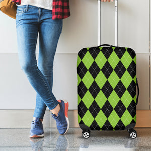 Black And Green Argyle Pattern Print Luggage Cover