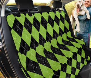 Black And Green Argyle Pattern Print Pet Car Back Seat Cover