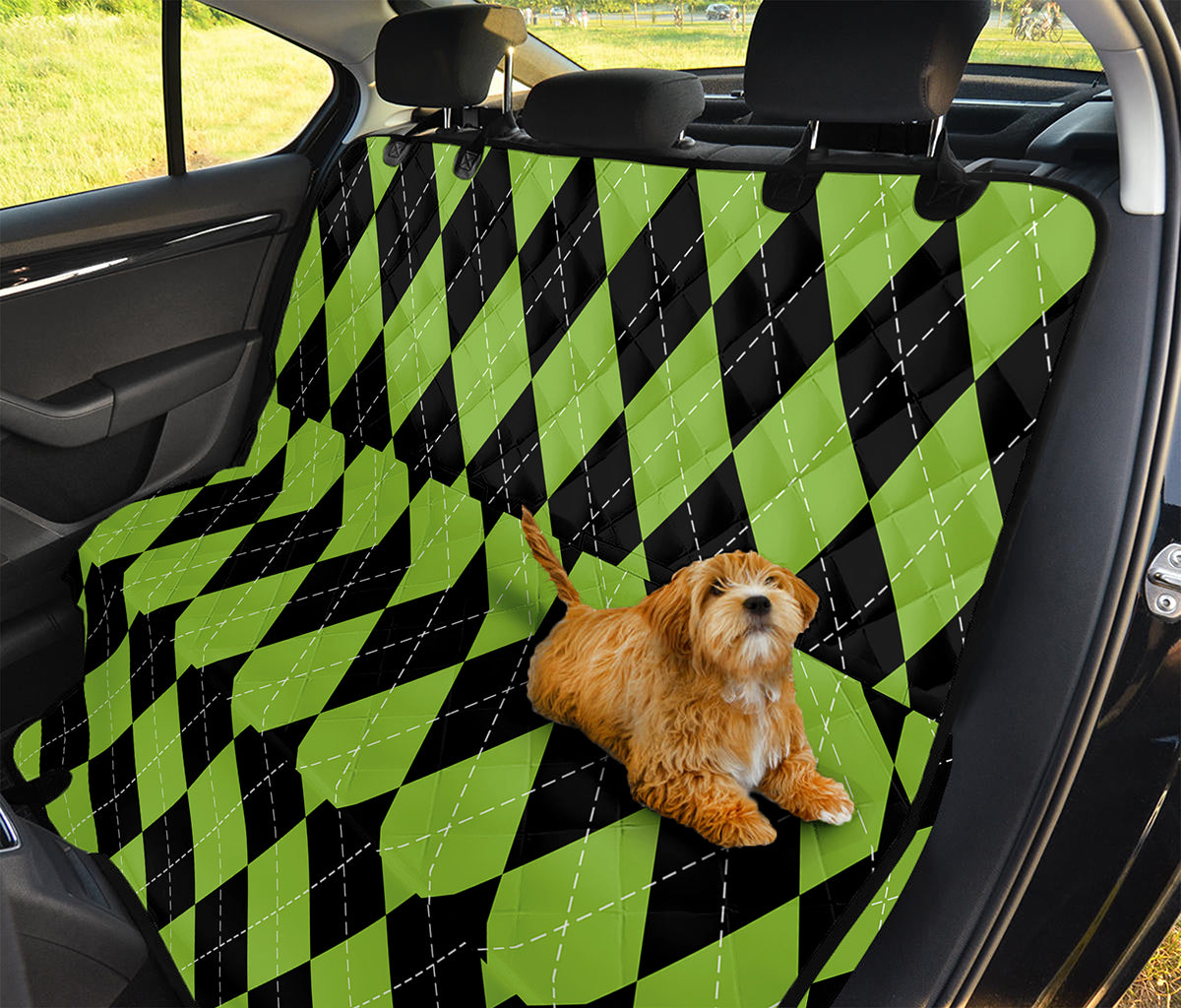 Black And Green Argyle Pattern Print Pet Car Back Seat Cover