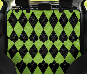 Black And Green Argyle Pattern Print Pet Car Back Seat Cover