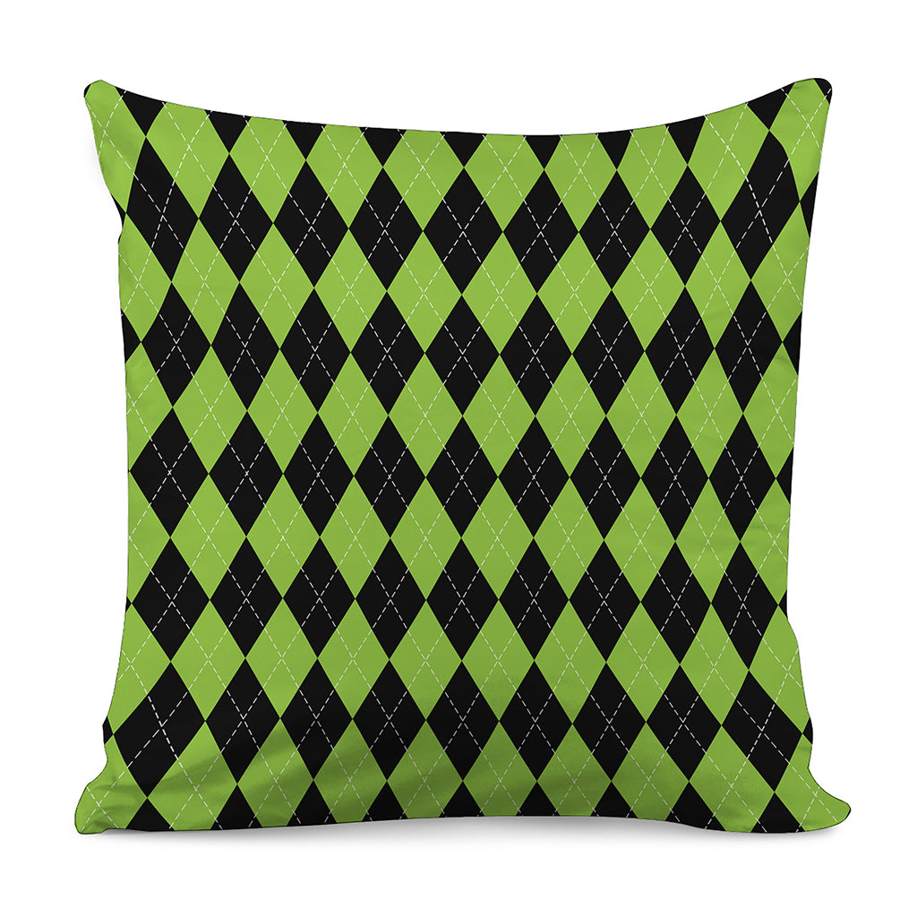 Black And Green Argyle Pattern Print Pillow Cover
