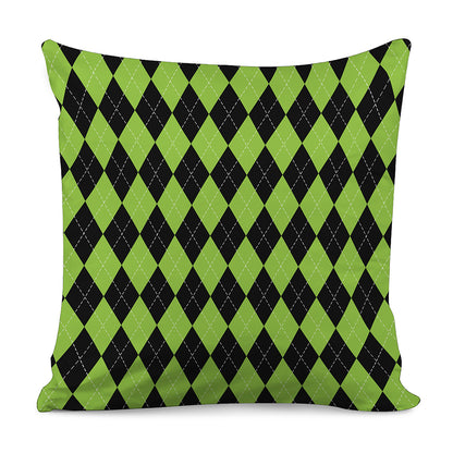 Black And Green Argyle Pattern Print Pillow Cover