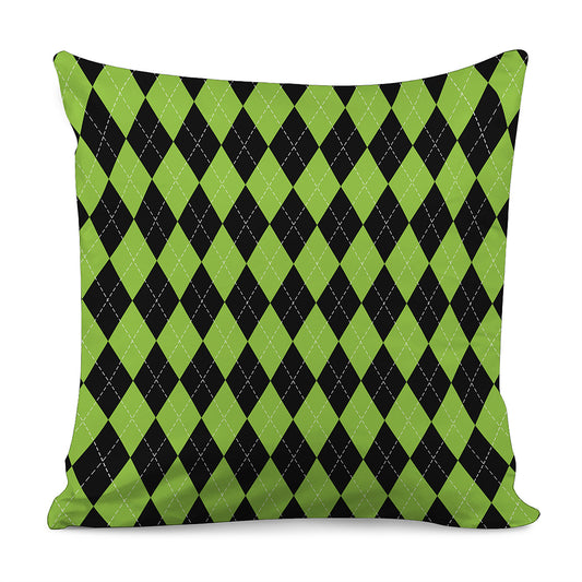 Black And Green Argyle Pattern Print Pillow Cover