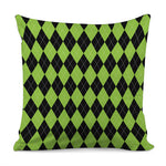 Black And Green Argyle Pattern Print Pillow Cover