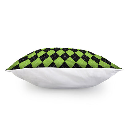 Black And Green Argyle Pattern Print Pillow Cover