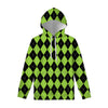 Black And Green Argyle Pattern Print Pullover Hoodie