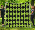 Black And Green Argyle Pattern Print Quilt