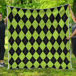 Black And Green Argyle Pattern Print Quilt