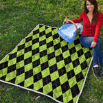 Black And Green Argyle Pattern Print Quilt