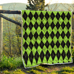 Black And Green Argyle Pattern Print Quilt