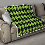 Black And Green Argyle Pattern Print Quilt