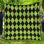 Black And Green Argyle Pattern Print Quilt