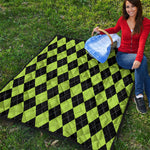 Black And Green Argyle Pattern Print Quilt
