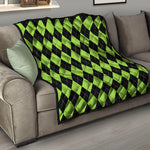 Black And Green Argyle Pattern Print Quilt
