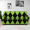 Black And Green Argyle Pattern Print Sofa Cover