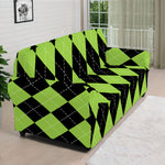 Black And Green Argyle Pattern Print Sofa Cover