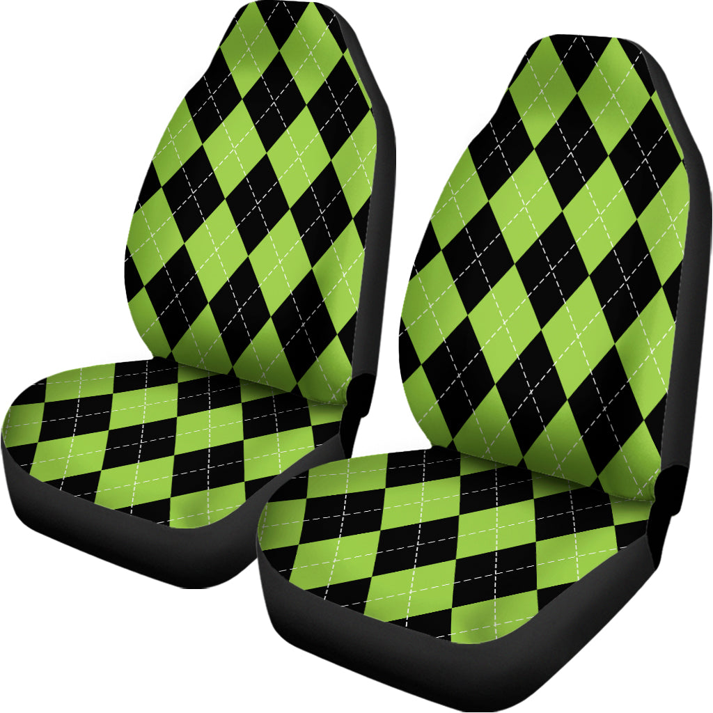 Black And Green Argyle Pattern Print Universal Fit Car Seat Covers