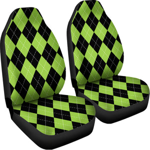 Black And Green Argyle Pattern Print Universal Fit Car Seat Covers