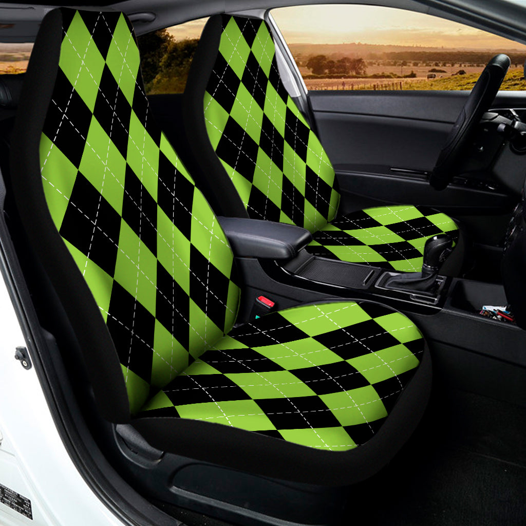 Black And Green Argyle Pattern Print Universal Fit Car Seat Covers