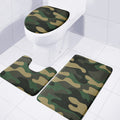 Black And Green Camouflage Print 3 Piece Bath Mat Set