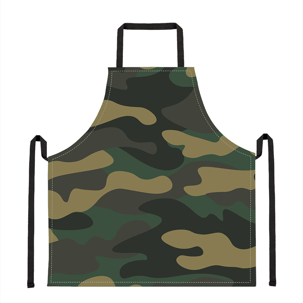 Black And Green Camouflage Print Apron