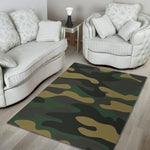 Black And Green Camouflage Print Area Rug GearFrost