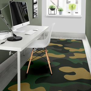 Black And Green Camouflage Print Area Rug GearFrost