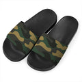 Black And Green Camouflage Print Black Slide Sandals