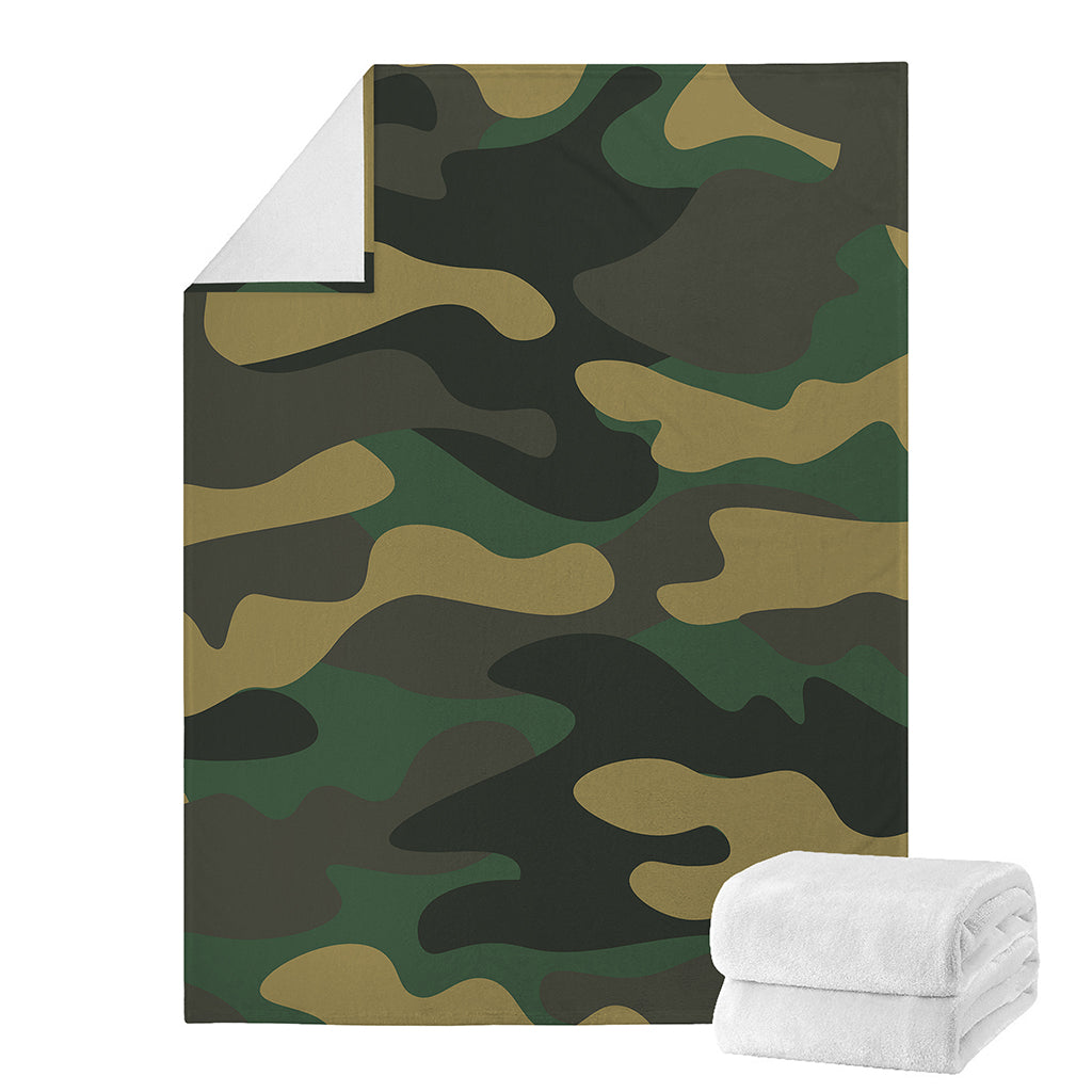 Black And Green Camouflage Print Blanket